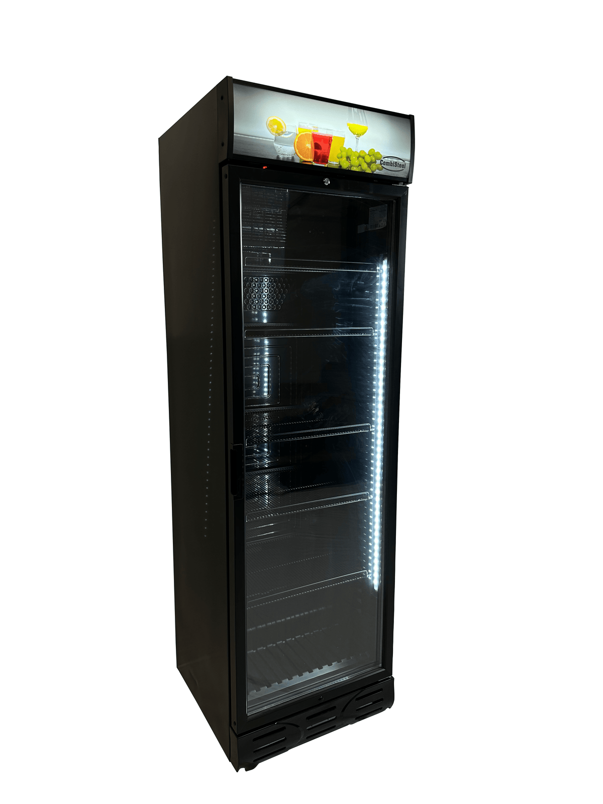 Réfrigérateur 1 porte en verre noir sens ouverture porte gauche — Combisteel 7464.0093