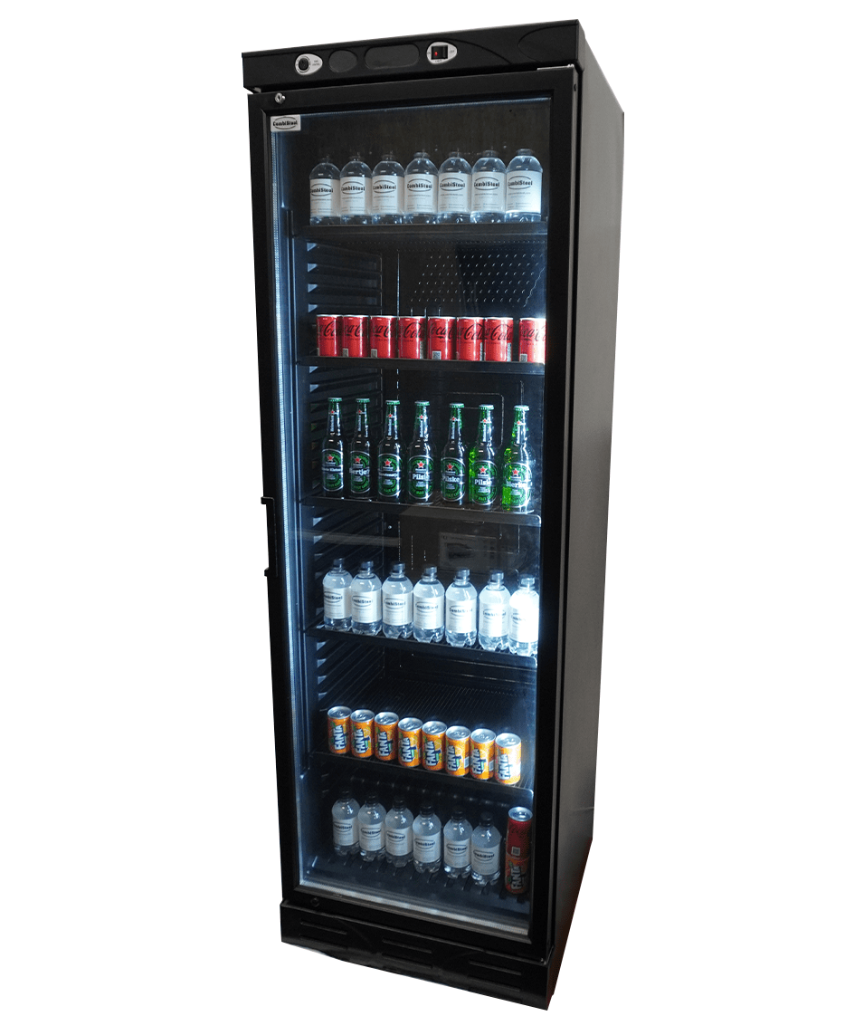 Réfrigérateur 1 porte en verre 382 L noir sans canopy — Combisteel 7464.0094
