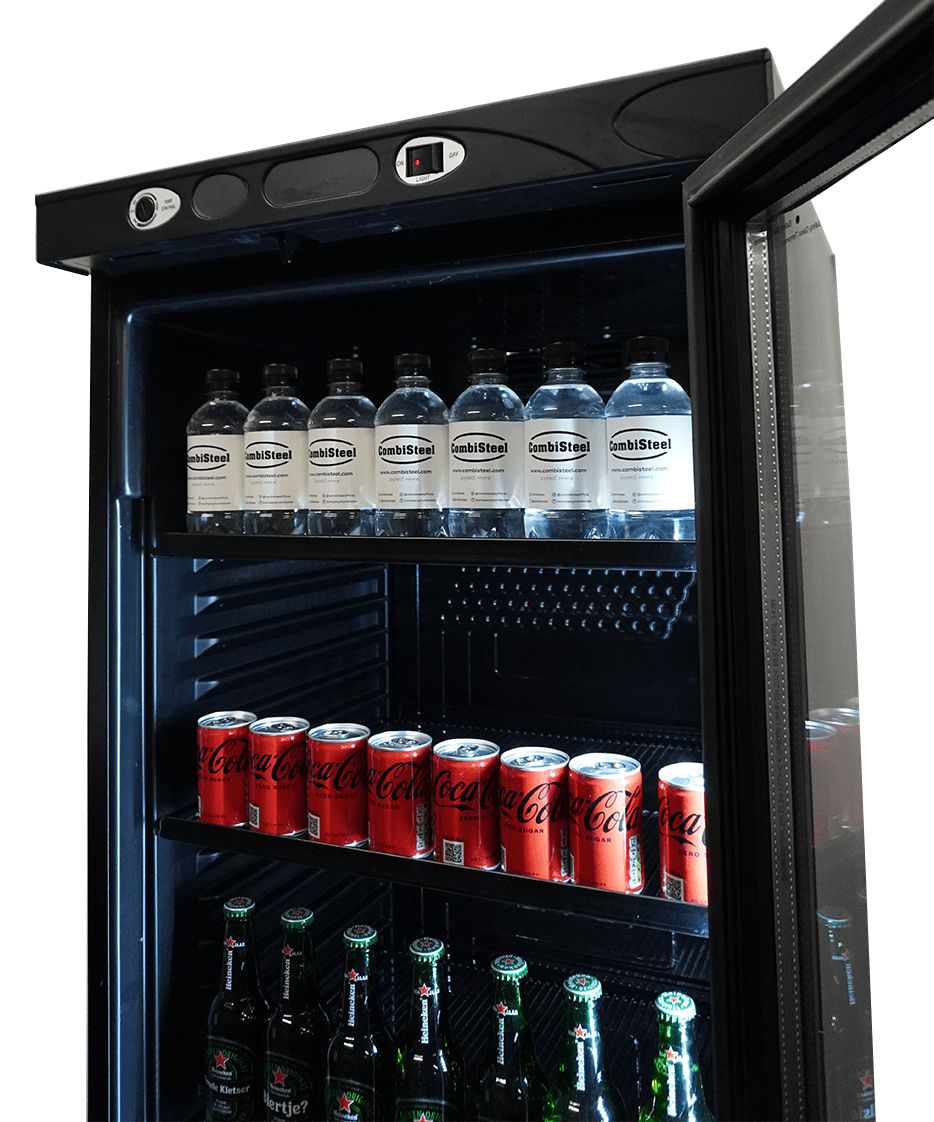 Réfrigérateur 1 porte en verre 382 L noir sans canopy — Combisteel 7464.0094