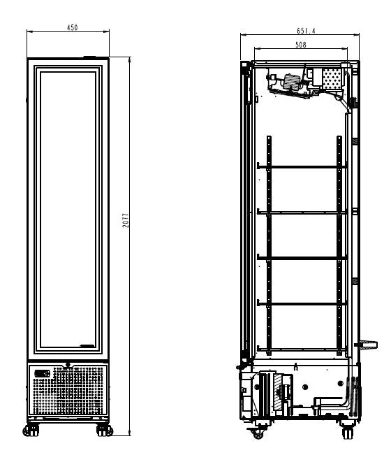 Réfrigérateur 1 porte en verre noir 348 L *transport sur demande* — Combisteel 7464.0210