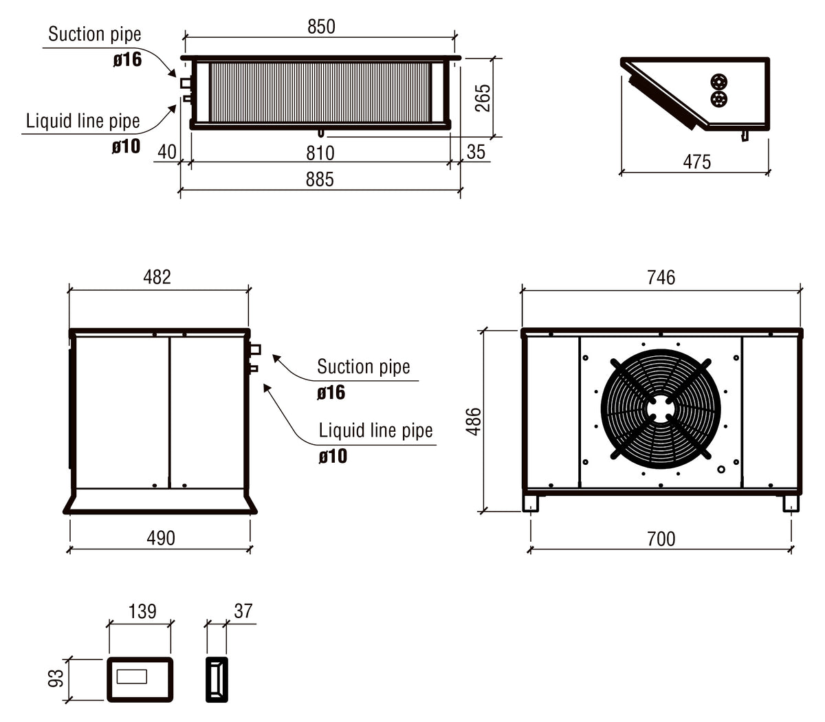 Unité réfroidissement split type positif 22.10-55.84 m3 — Combisteel 7480.0040