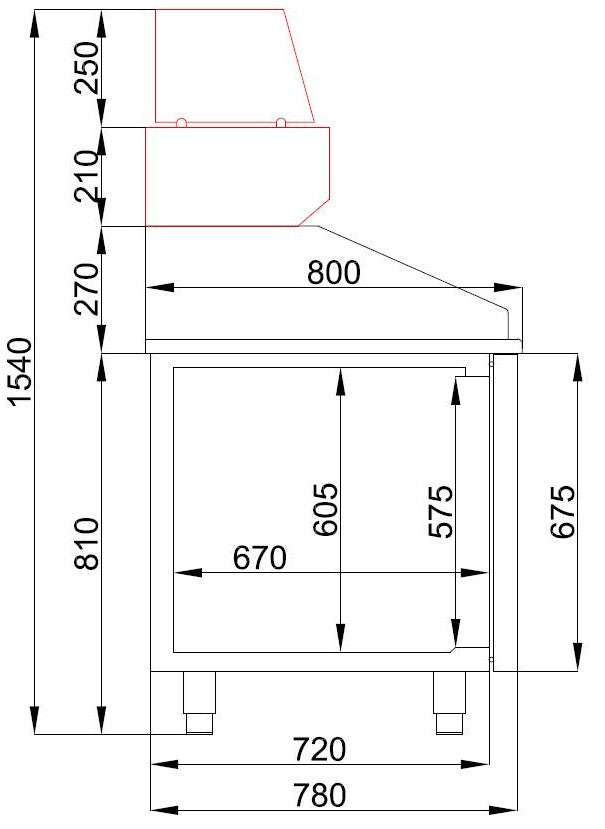 Table prép pour pizza 2 portes et 5 tiroirs — Combisteel 7489.5235