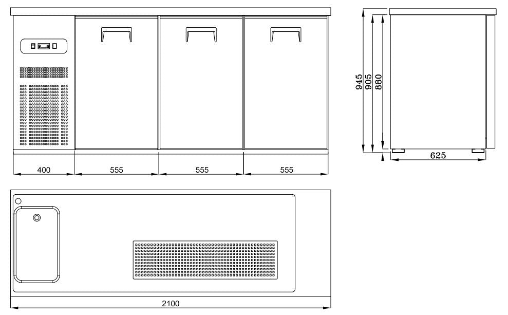 Refroidisseur de bière 3 portes 1 L — Combisteel 7489.5335