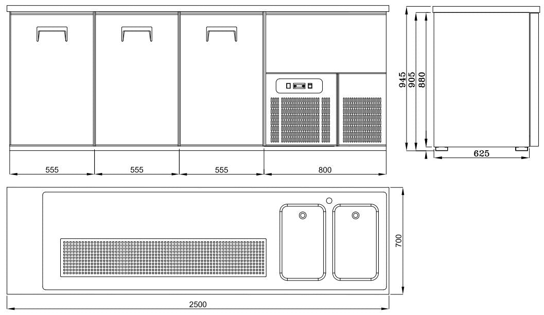 Refroidisseur de bière 3 portes 2r — Combisteel 7489.5340