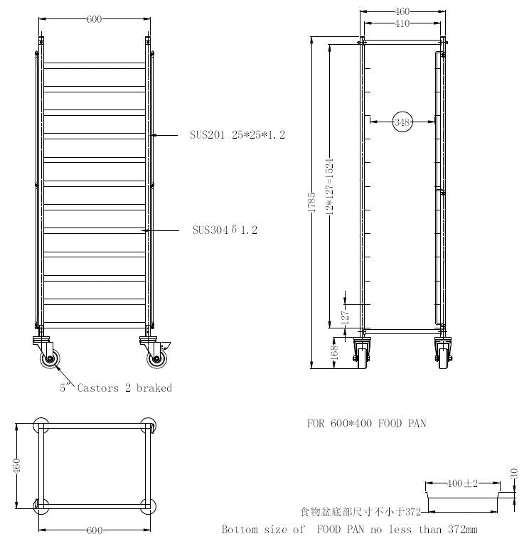 Chariots de débrassage démontable en 600x400 — Combisteel 7490.0255