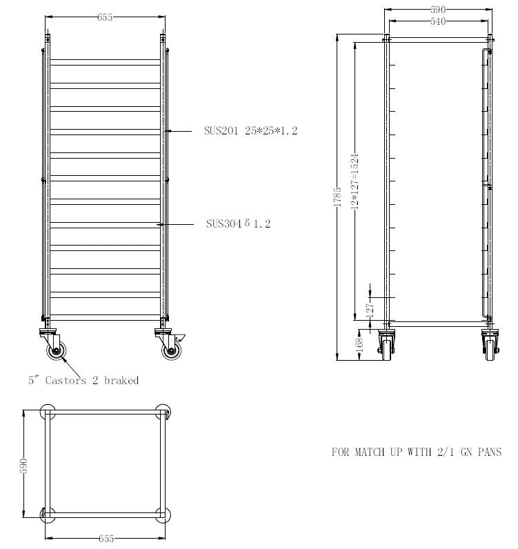 Chariots de débrassage démontable 2/1gn — Combisteel 7490.0265
