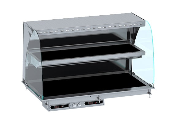 Drop-in vitrine courbee chauffante avec plaque vitro ceramique modele mural - noir 4/1 — Combisteel 7495.0425