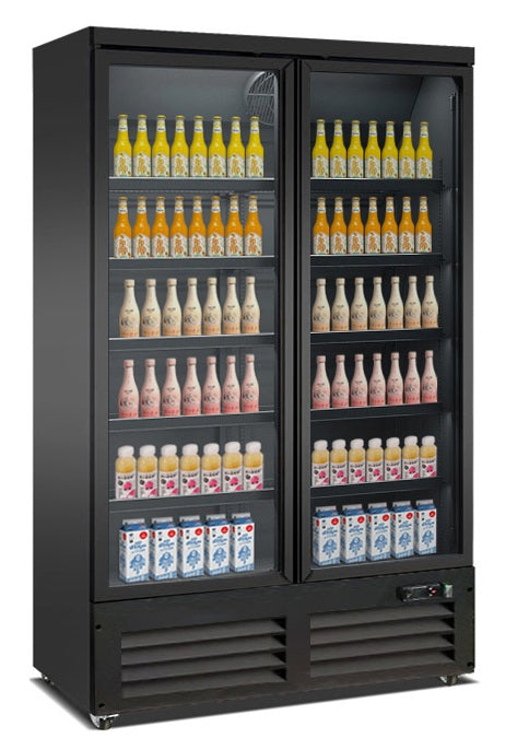 Réfrigérateur 2 portes en verre noir ceb-1200r bl — Combisteel 7526.0105