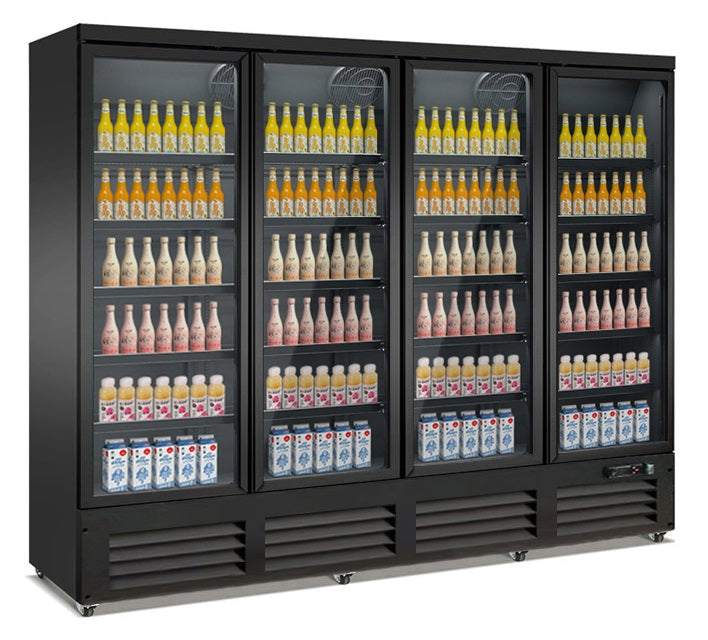 Réfrigérateur 4 portes en verre noir ceb-2000r bl *transport sur demande* — Combisteel 7526.0115
