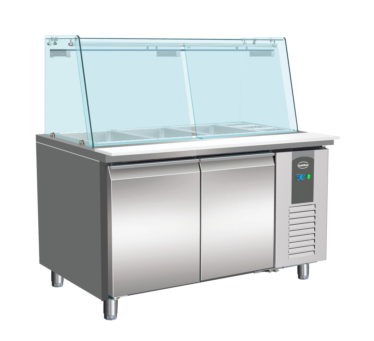 700 table réfrigérée avec verre 2 portes 3x 1/1 + 3x 1/6 GN récipient — Combisteel 7950.0422
