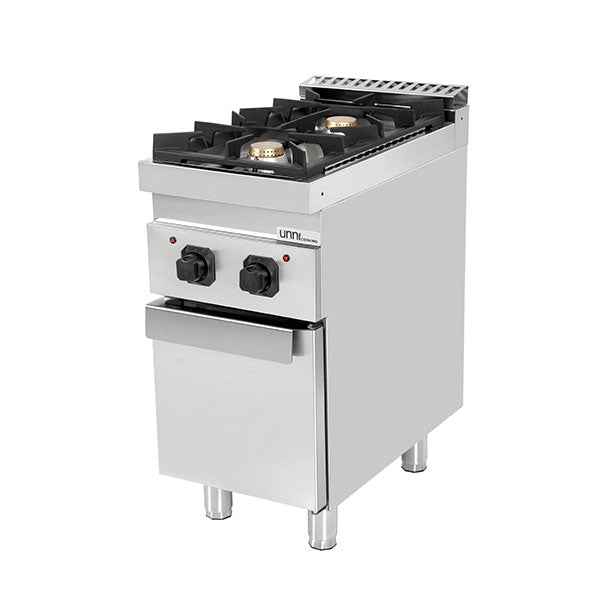 Cuisinière professionnelle à gaz 2 feux avec placard Unninox G70C10K