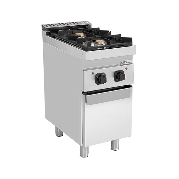 Cuisinière professionnelle à gaz 2 feux avec placard Unninox G70C10K