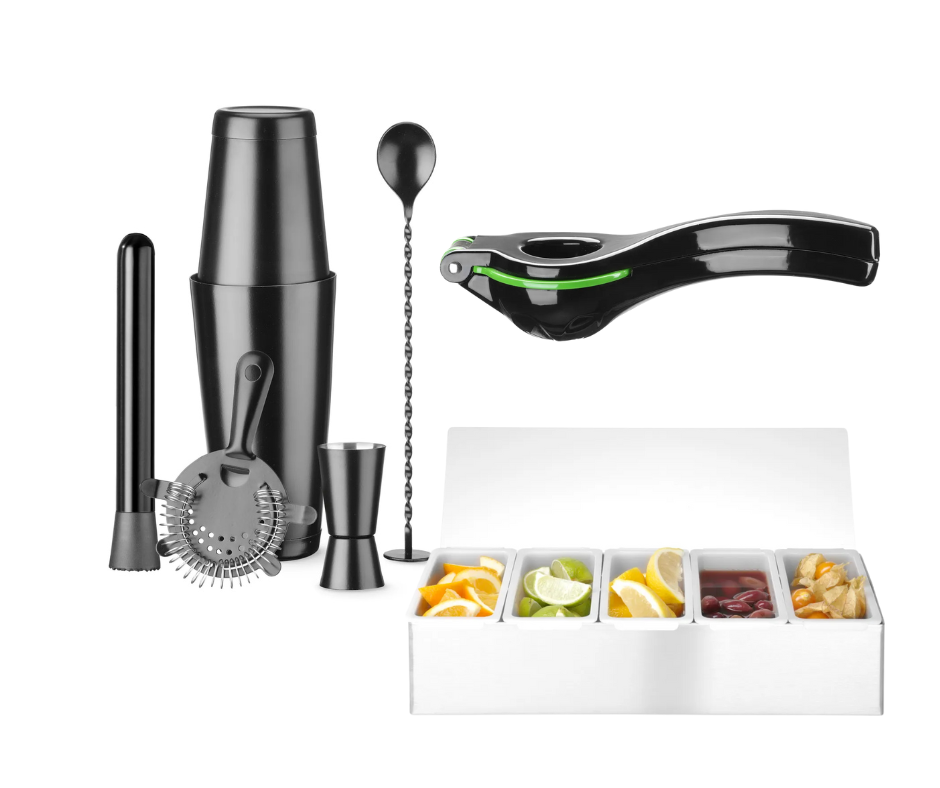 Set de barman + Presse-citron + Porte-condiments