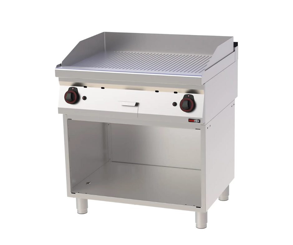 80x51 geribbelde gaskookplaat met onderstel | REDFOX - FTR 70/80 G