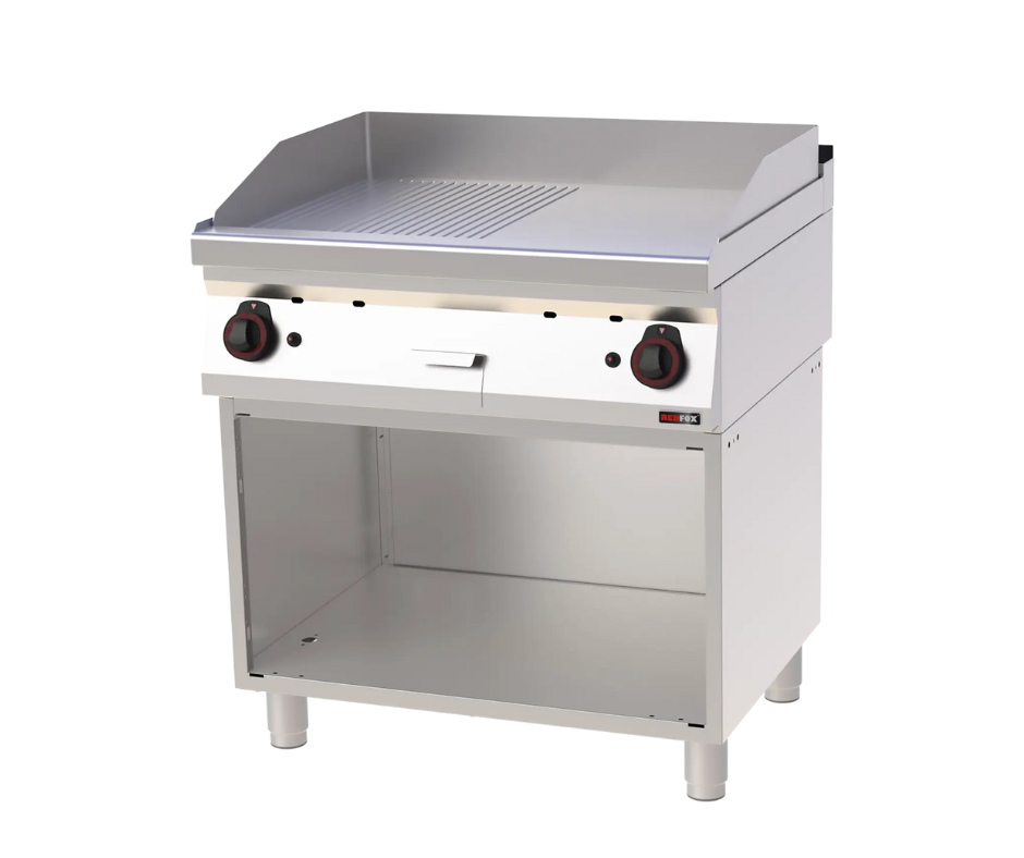 80x51 cm Chromen gaskookplaat met onderstel | REDFOX - FTHRC 70/80 G