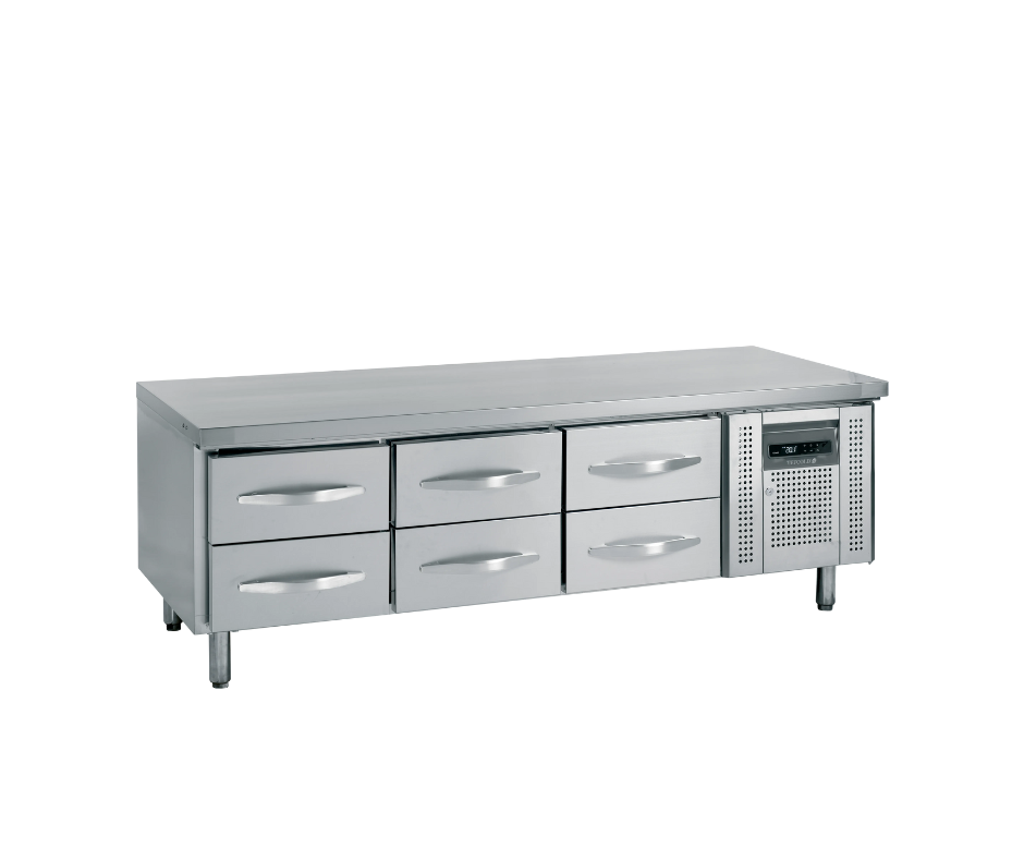 Soubassement Réfrigéré Professionnel GN1/1 UC5360 - 6 Tiroirs, 262L, Inox