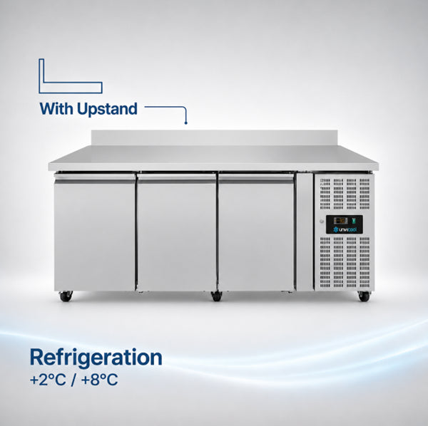 Gekoelde werkbank met 3 deuren – 1790 x 700 x 850 mm met opstaande rand