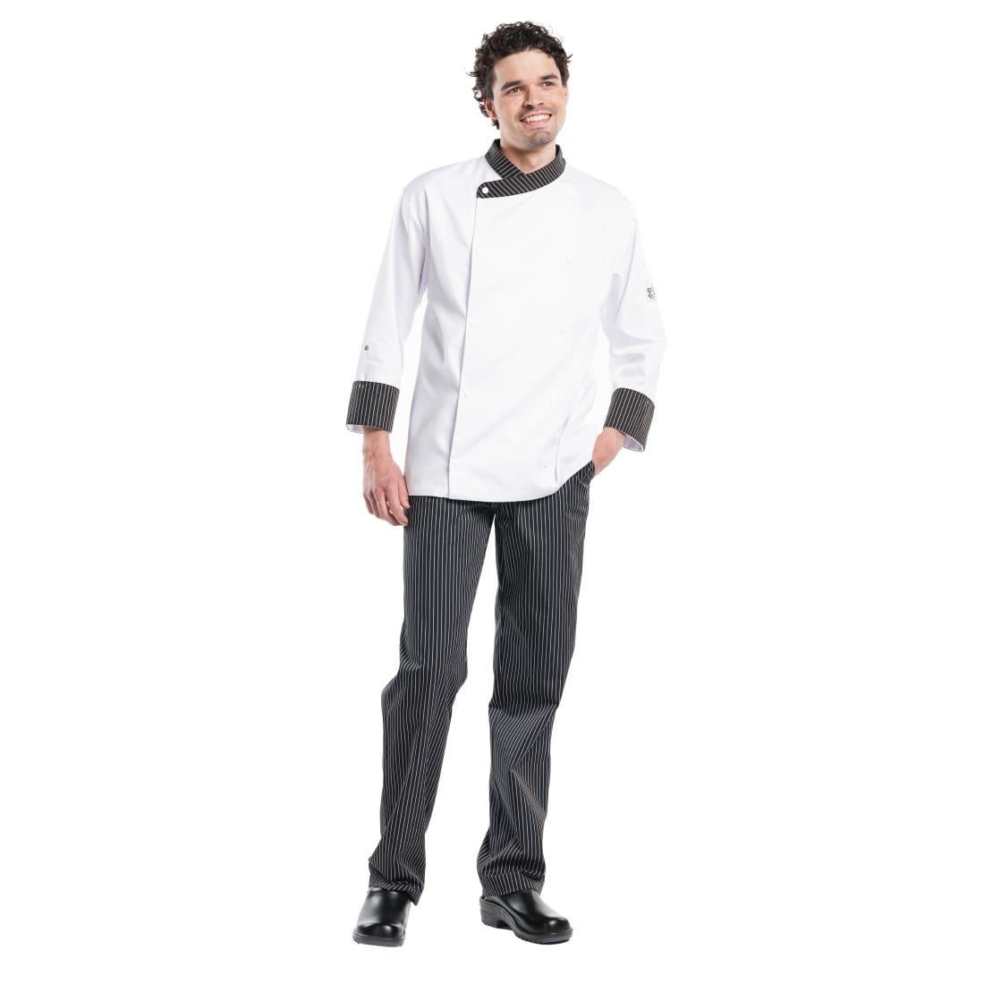 Pantalon de cuisine mixte Chaud Devant Ligne Noir rayé noir et blanc 48 — A140-54