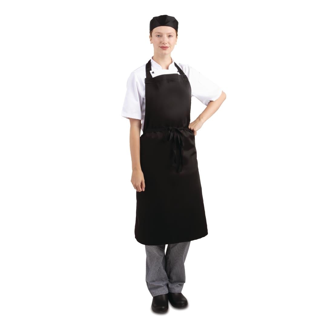 Tabliers bavette en polycoton Whites noirs (lot de 5) — SA816