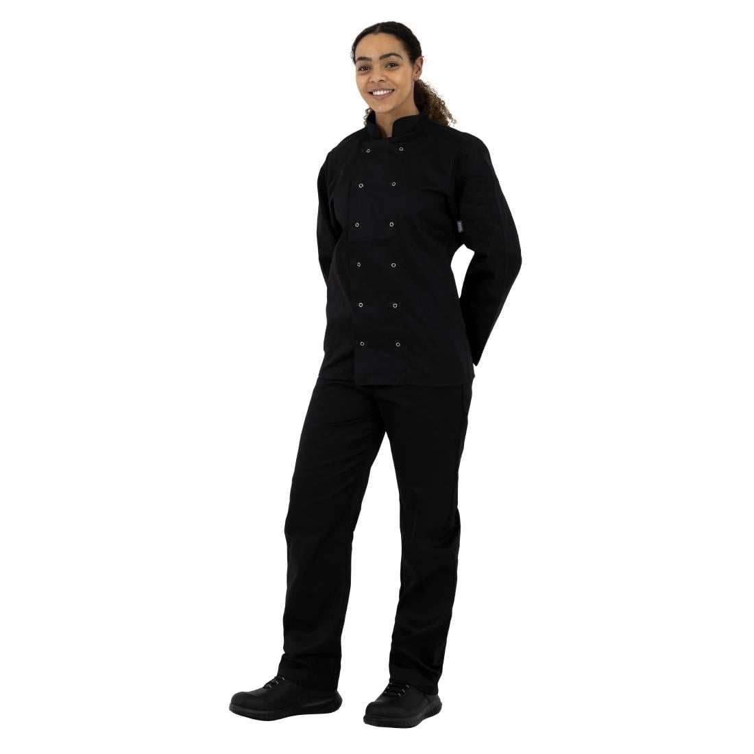 Veste de cuisine mixte Whites Vegas manches longues noire XS — A438-XS