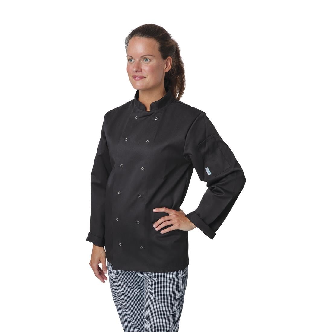 Veste de cuisine mixte Whites Vegas manches longues noire XL — A438-XL
