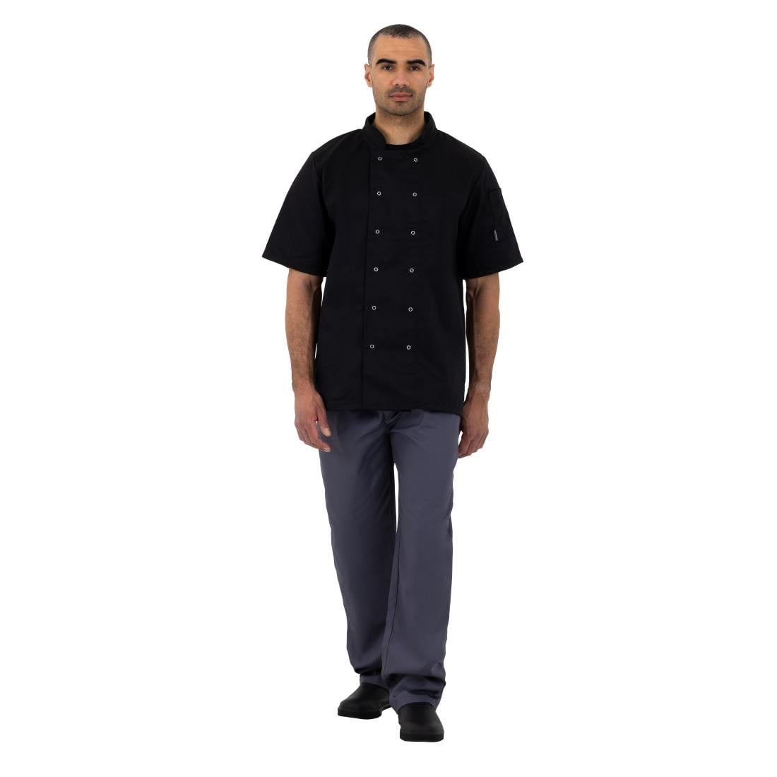 Veste de cuisine mixte Whites Vegas manches courtes noire 3XL — A439-3XL
