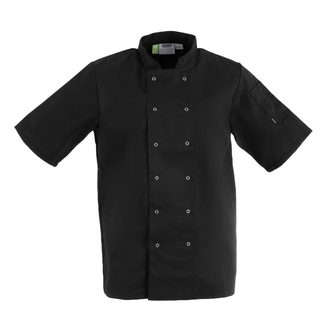 Veste de cuisine Whites Vegas mixte manches courtes noire 4XL — A439-4XL