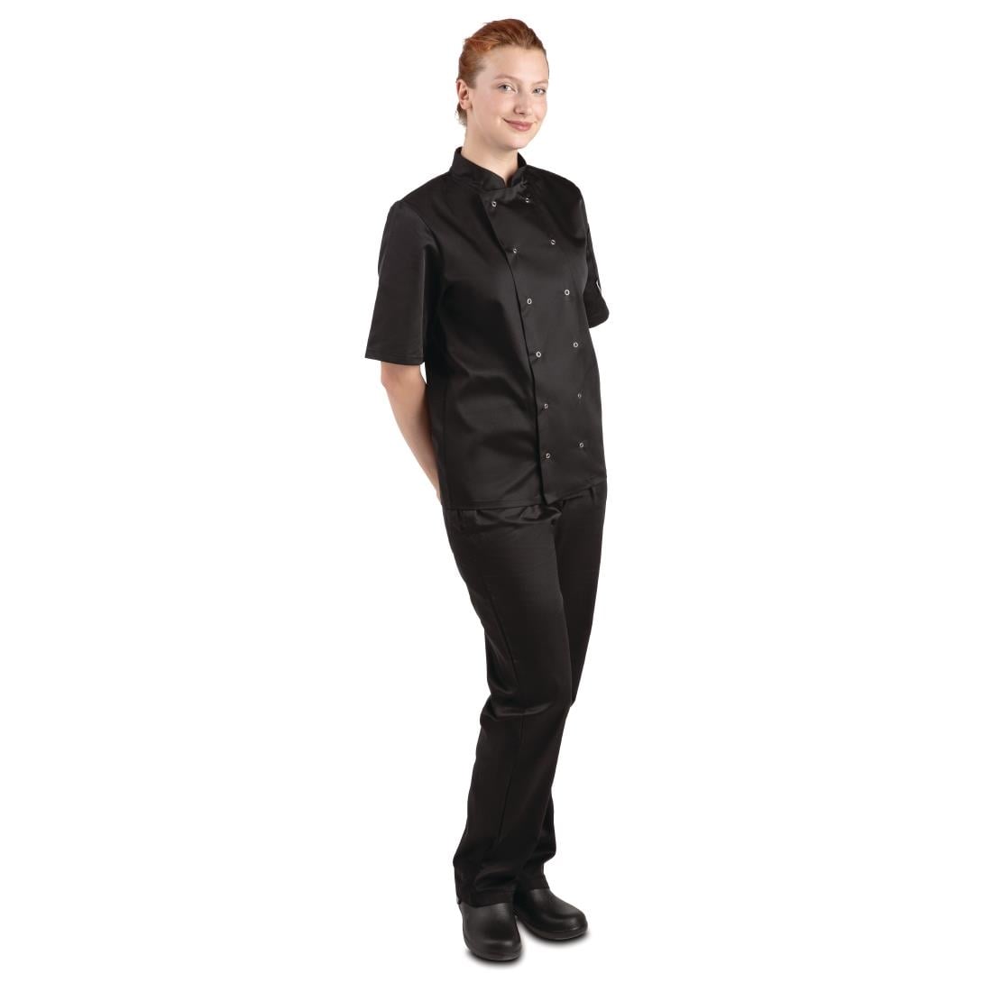 Veste de cuisine Whites Vegas mixte manches courtes noire 4XL — A439-4XL