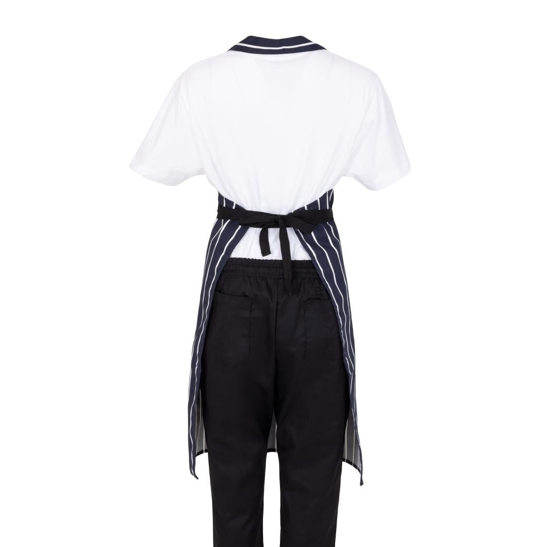 Tablier bavette Whites rayé marine et blanc — A530