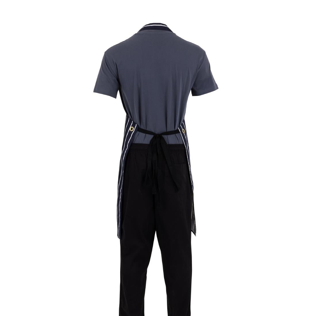 Tablier bavette avec poche Whites rayé marine et blanc — A535