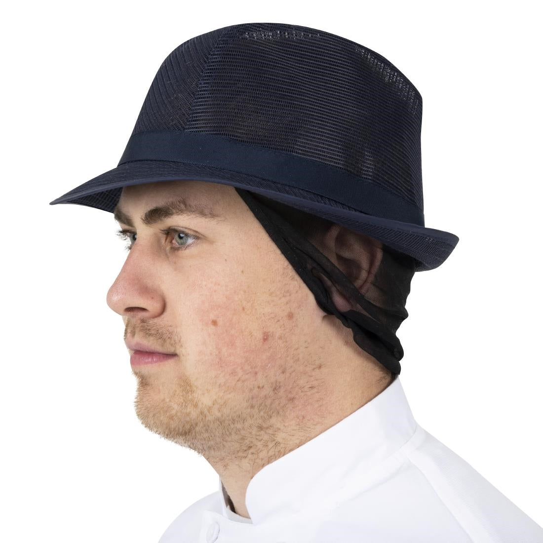 Chapeau Trilby bleu marine avec résille L — A654-L