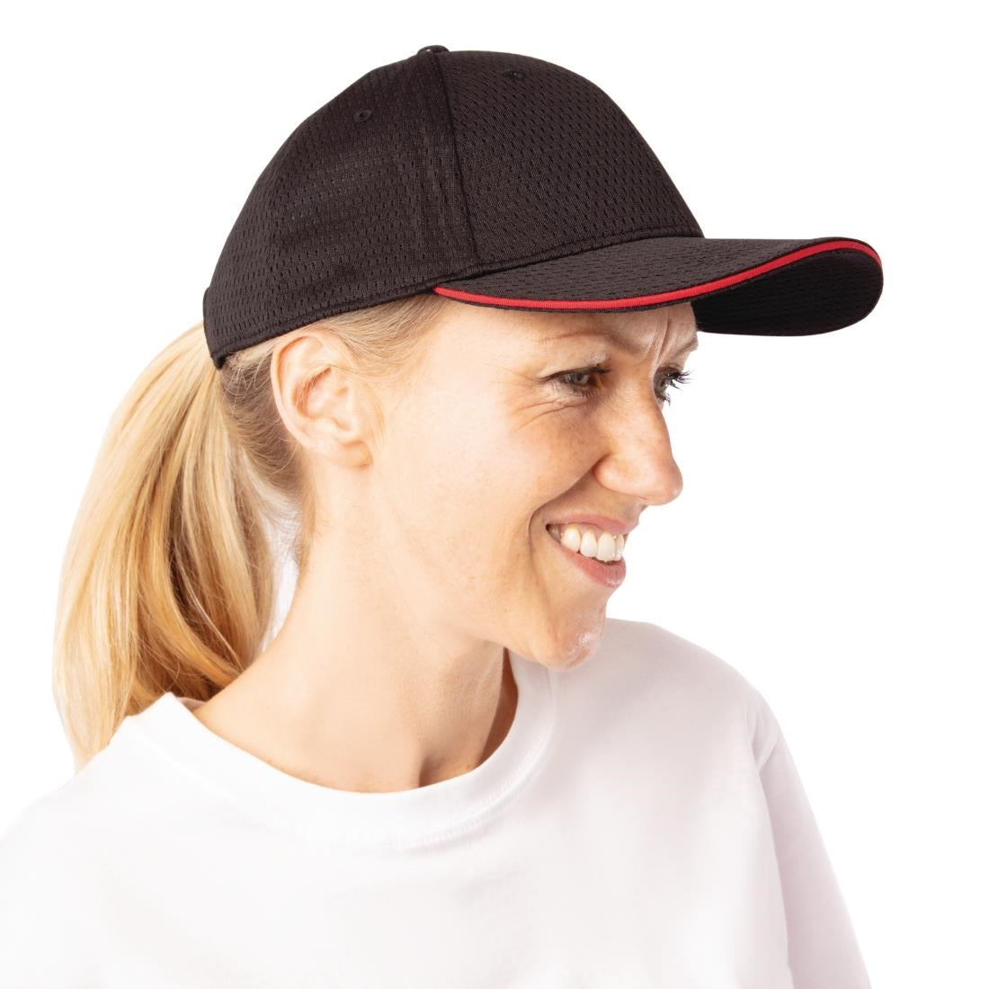 Casquette baseball Cool Vent Chef Works noire et rouge — A945
