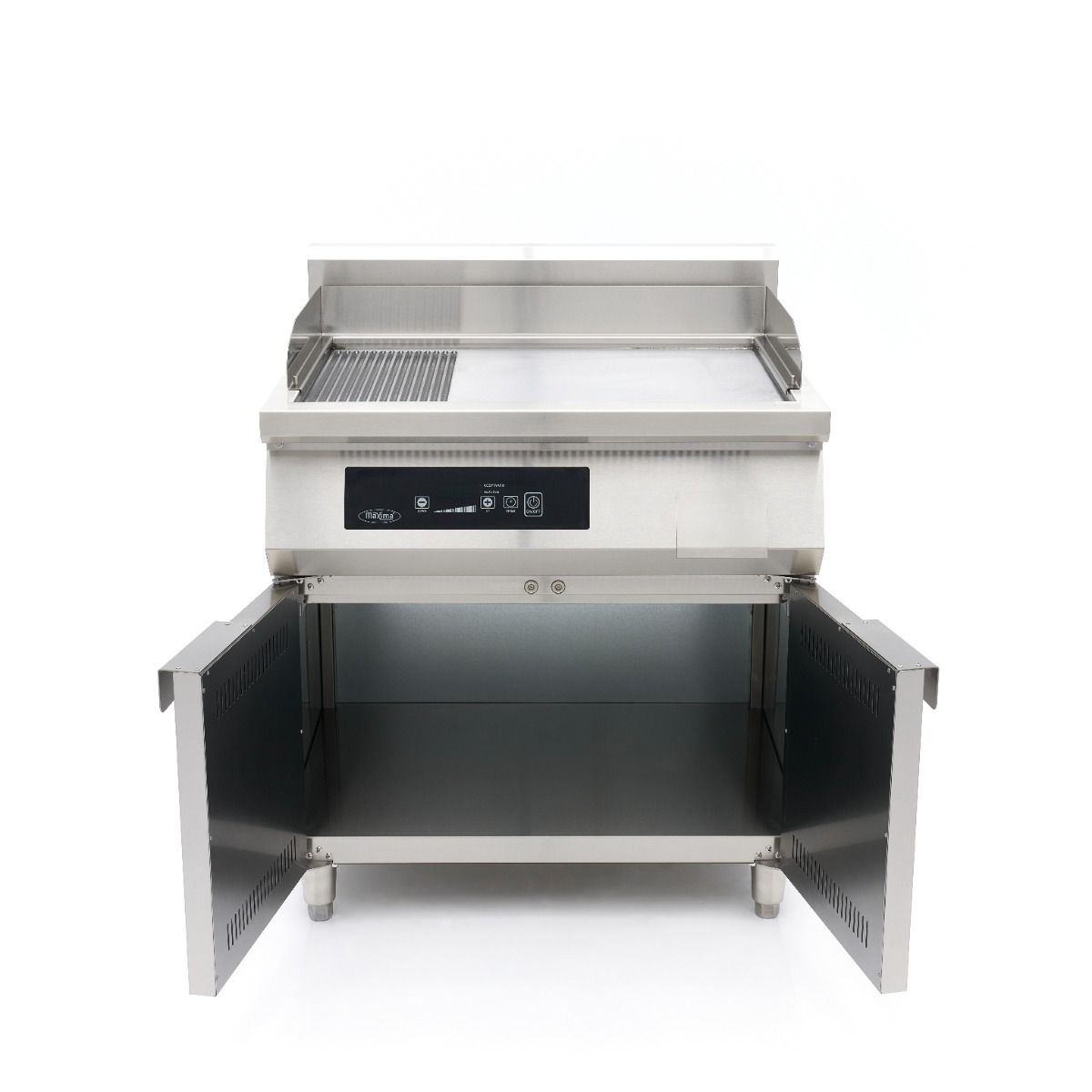 Plancha à induction 700 - lisse et rainurée - 10 000 W - double - avec support – Maxima 09371100