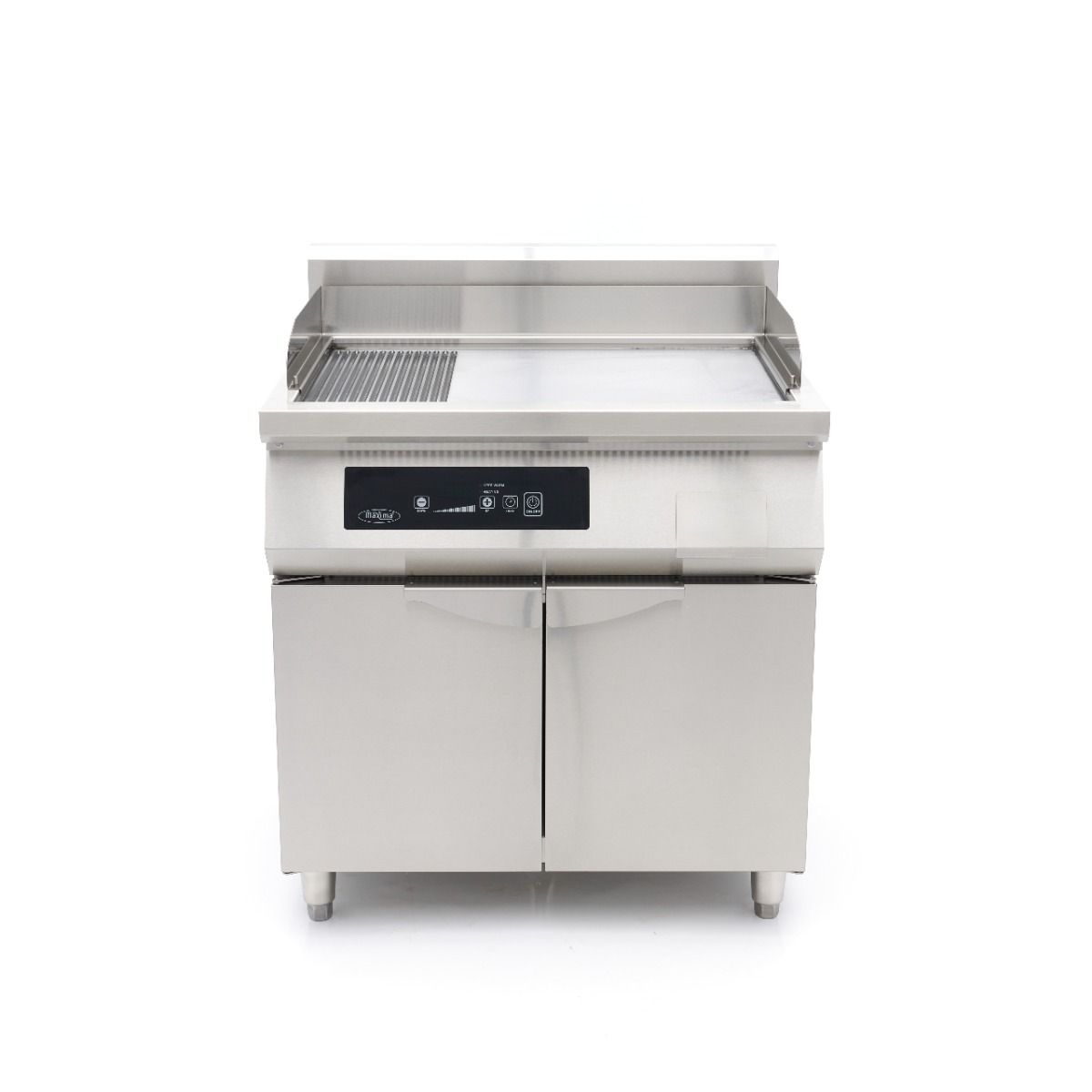 Plancha à induction 700 - lisse et rainurée - 10 000 W - double - avec support – Maxima 09371100