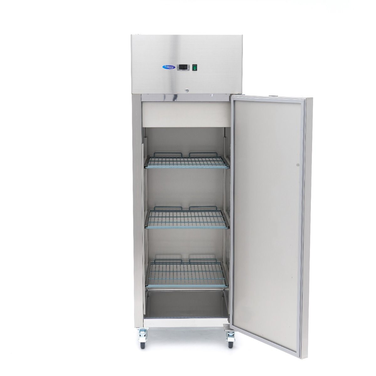 Réfrigérateur - 600 L - 3 étagères réglables (2/1 GN)  - acier inoxydable - sur roulettes – Maxima 09400003
