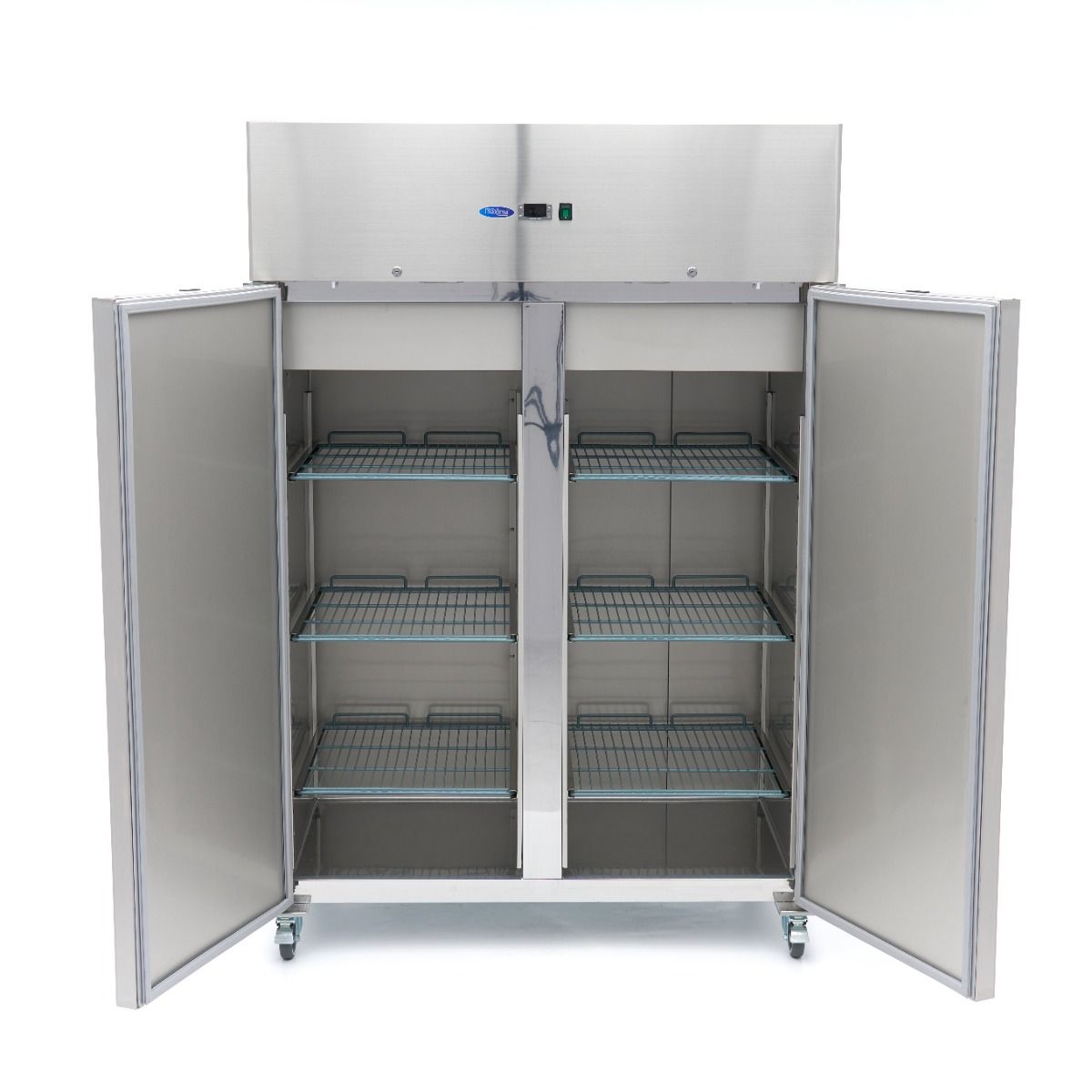 Réfrigérateur - 1200 L - 6 étagères réglables (2/1 GN) - acier inoxydable - sur roulettes – Maxima 09400012