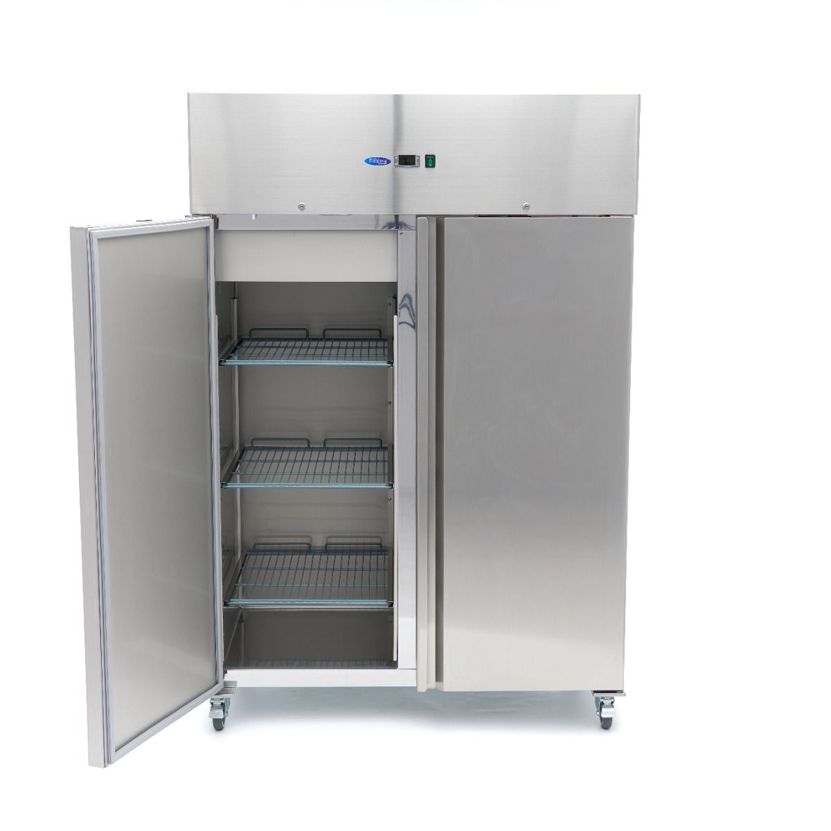 Réfrigérateur - 1200 L - 6 étagères réglables (2/1 GN) - acier inoxydable - sur roulettes – Maxima 09400012