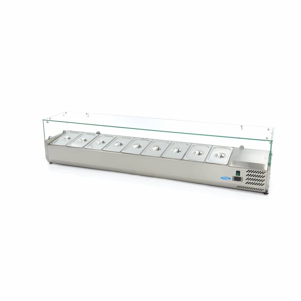 Réfrigérateur de préparation de comptoir - 200 cm - s'adapte à 9 x 1/3 GN – Maxima 09400335