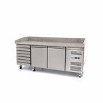 Réfrigérateur pour la préparation des pizzas - 202 cm - 2 portes - 7 tiroirs – Maxima 09400210