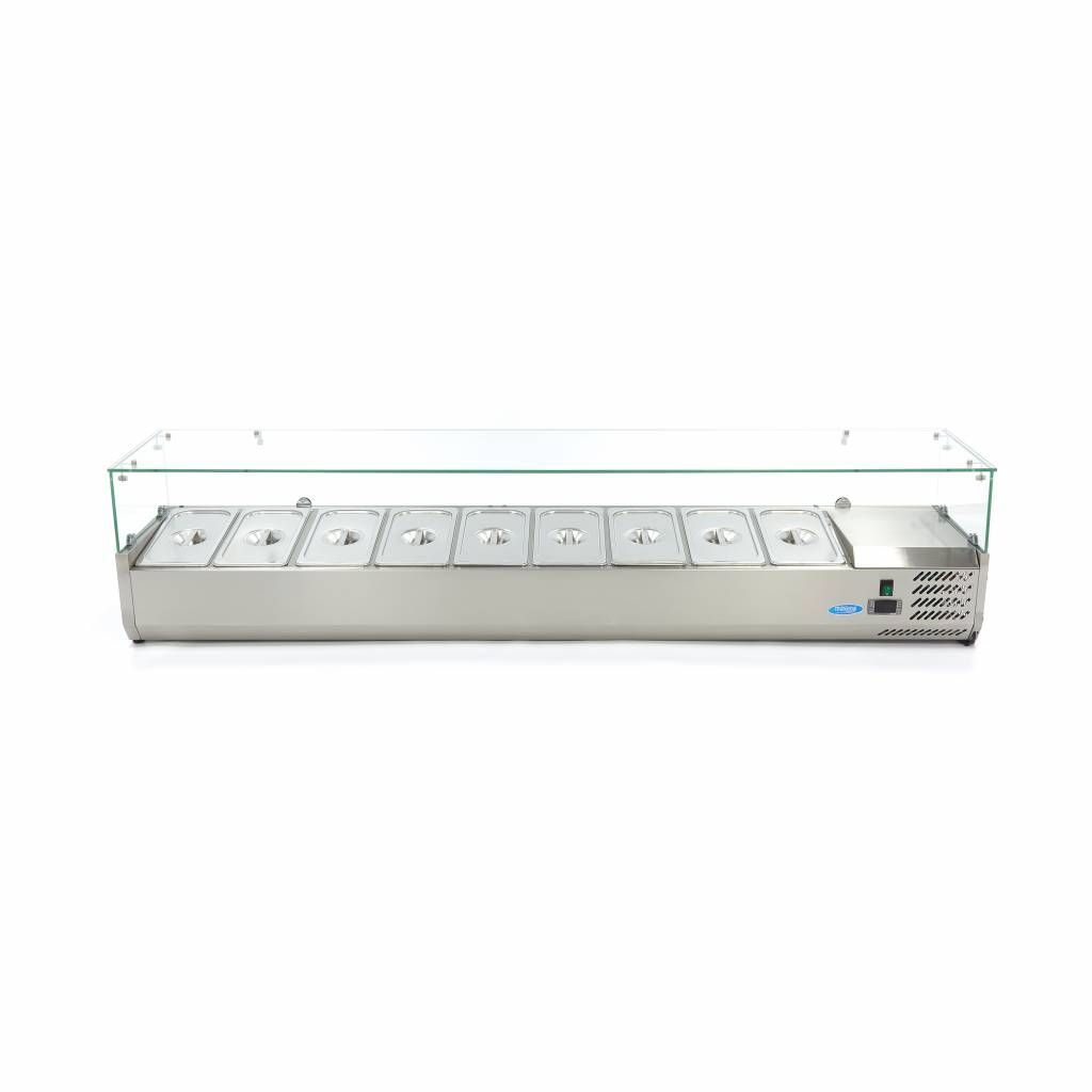 Réfrigérateur de préparation de comptoir - 200 cm - s'adapte à 9 x 1/3 GN – Maxima 09400335