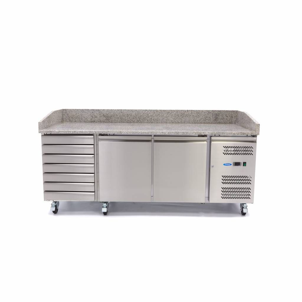Réfrigérateur pour la préparation des pizzas - 202 cm - 2 portes - 7 tiroirs – Maxima 09400210