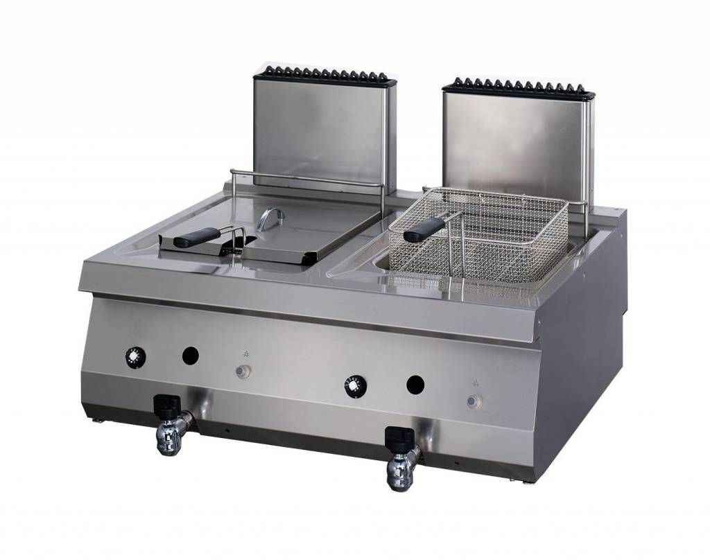 Heavy Duty friteuse - 2 x 12 L - unité double - profondeur 70 cm - avec robinet de vidange - gaz – Maxima 09395003