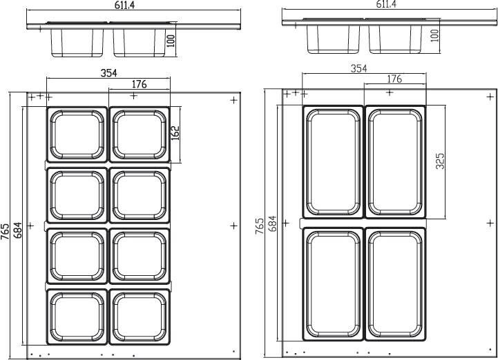 Saladette - 67 L - incl 8 x 1/6 GN - modèle de table – Maxima 09400870
