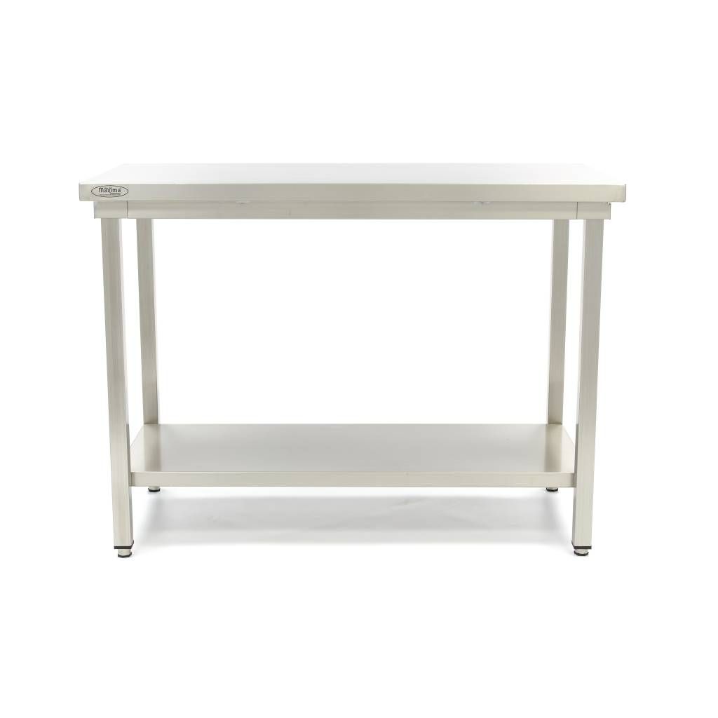 Table en acier inoxydable - 120 x 60 cm - hauteur réglable - avec étagère de rangement – Maxima 09300959