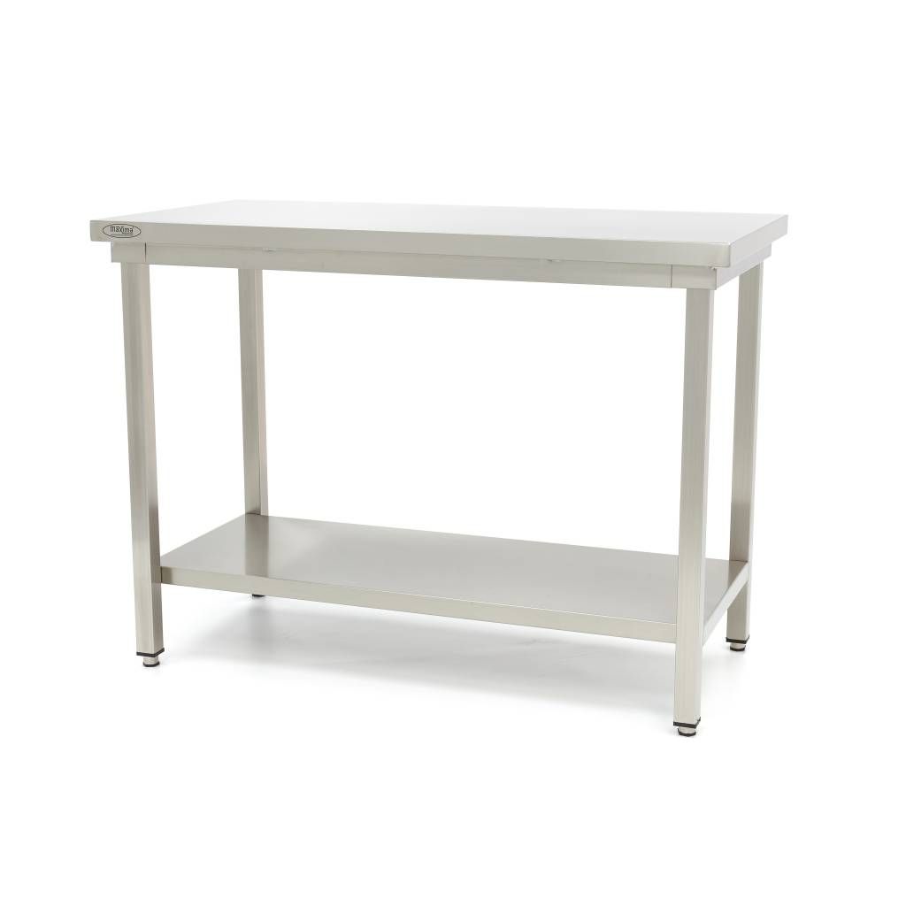 Table en acier inoxydable - 160 x 60 cm - hauteur réglable - avec étagère de rangement – Maxima 09300965