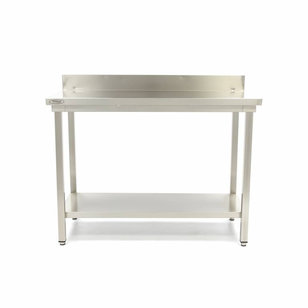 Table en acier inoxydable - 160 x 70 cm - hauteur réglable - avec dosseret – Maxima 09364039