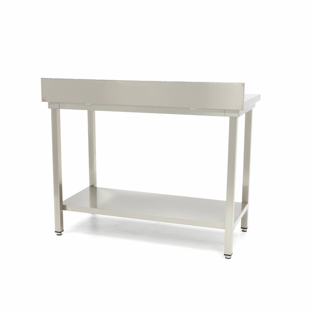 Table en acier inoxydable - 200 x 70 cm - hauteur réglable - avec dosseret – Maxima 09364045