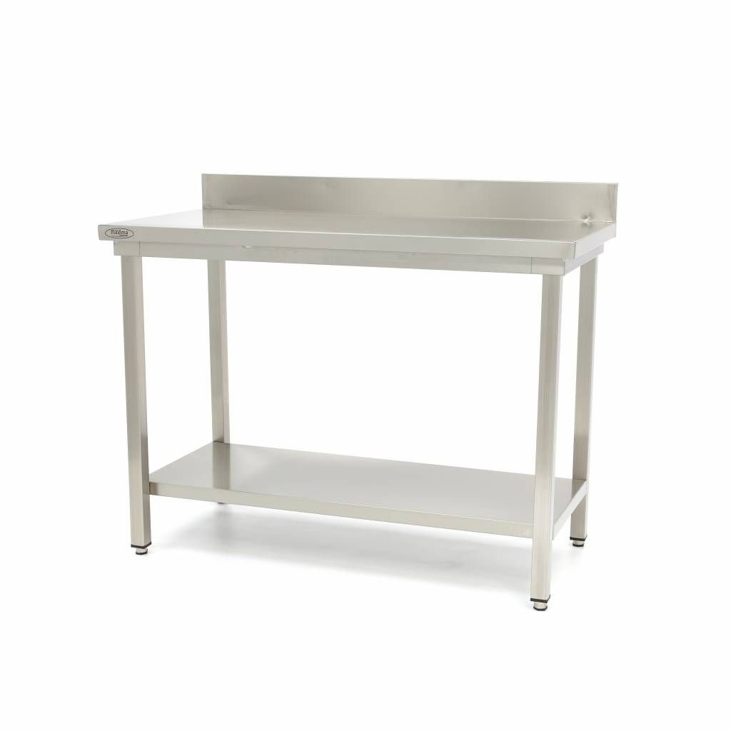 Table en acier inoxydable - 140 x 70 cm - hauteur réglable - avec dosseret – Maxima 09364036
