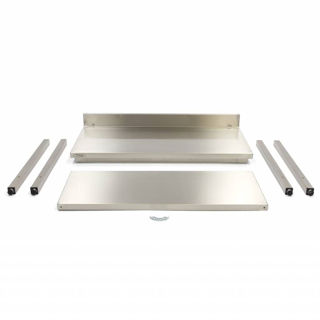 Table en acier inoxydable - 140 x 70 cm - hauteur réglable - avec dosseret – Maxima 09364036