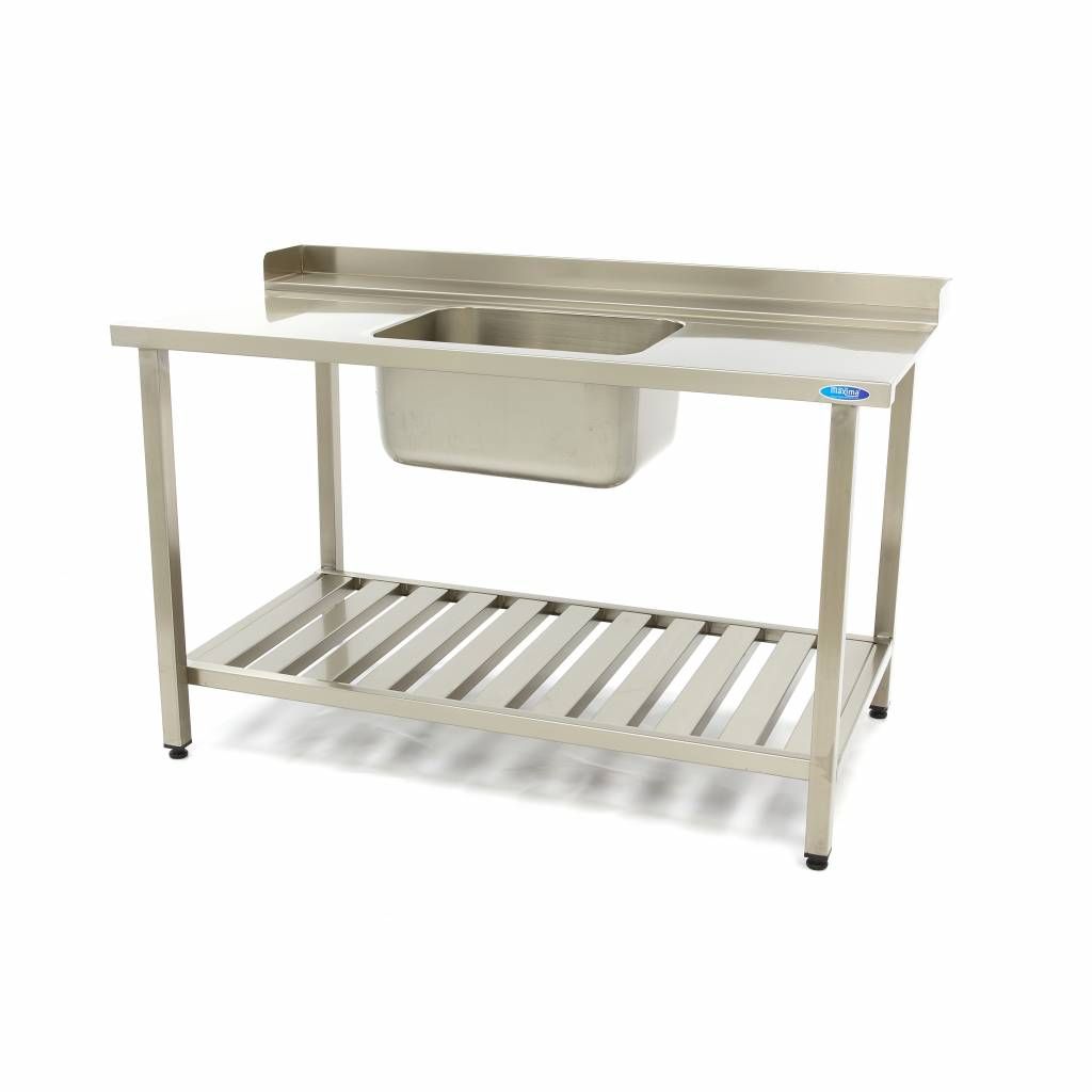 Table lave-vaisselle - 140 x 75 cm - droite - avec évier et dosseret - incl étagère de rangement – Maxima 09201040